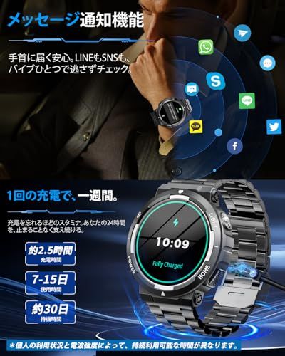 スマートウォッチ【2026新登場 軍用規格】1.53インチ大画面 Bluetooth通話 LINE/メッセージ通知 3ATM防水 スポーツウォッチ 100+種類運動モード GPS軌跡 長持ちバッテリー 音声アシスタント 懐中電灯 2本ベルト付 0c9038be スマートウォッチ【2026新登場 軍用規格】1.53インチ大画面 Bluetooth通話 LINE/メッセージ通知 3ATM防水 スポーツウォッチ 100+種類運動モード GPS軌跡 長持ちバッテリー 音声アシスタント 懐中電灯 2本ベルト付 0c9038be