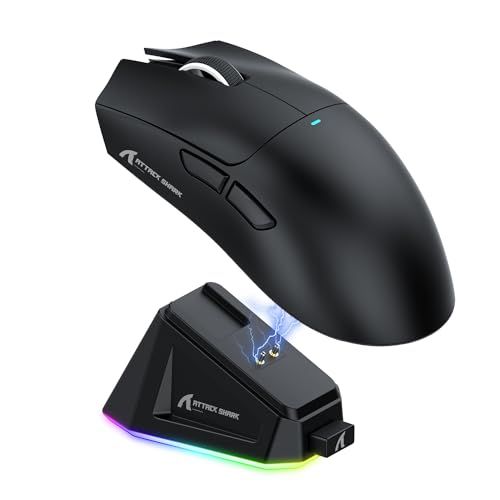 ATTACK SHARK X11 ゲーミングマウス ワイヤレス 無線 2.4g/Bluetooth/USB-C 超軽量63g 22000DPI 充電ドック付き 最大65時間動作 技適取得済み （ブラック）/ 37a7220a