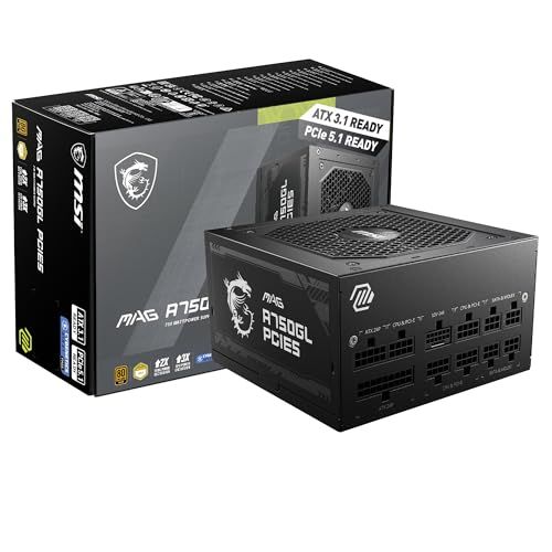 MSI MAG A750GL PCIE5 PC電源ユニット 750W ATX3.1/PCIe 5.1対応 80PLUS GOLD認証 フルモジュラー 7年保証 PS1326/ 96db969d