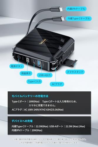 15000mAh コンセント一体型 大容量 急速充電【PD18W type-c&PD20WのiPhone対応ケーブル/折畳式プラグ/PD18WType-C入力ポート/22.5WのUSB-A】スマホ充電器 3台同時充電 プラグ付き 小型 LCD 07d759cf 15000mAh コンセント一体型 大容量 急速充電【PD18W type-c&PD20WのiPhone対応ケーブル/折畳式プラグ/PD18WType-C入力ポート/22.5WのUSB-A】スマホ充電器 3台同時充電 プラグ付き 小型 LCD 07d759cf