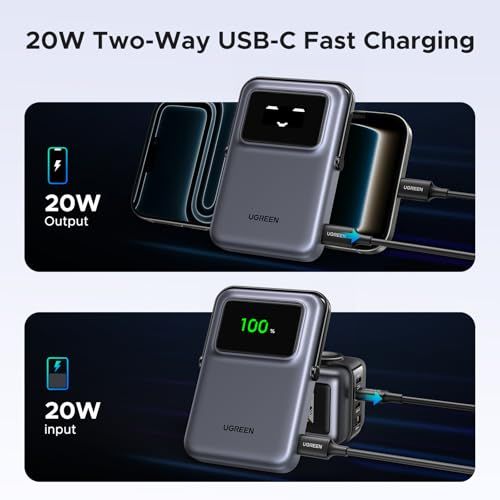 UGREEN Uno PowerBank マグネット (10000mAh Qi・7.5W USB-Cx1) 折畳式スタンド付き Qi ワイヤレス充電対応 TFTスクリーン・表情表示 タイプC PD 20W 急速充電対応 コンパクト パススルー 67cbae28 UGREEN Uno PowerBank マグネット (10000mAh Qi・7.5W USB-Cx1) 折畳式スタンド付き Qi ワイヤレス充電対応 TFTスクリーン・表情表示 タイプC PD 20W 急速充電対応 コンパクト パススルー 67cbae28