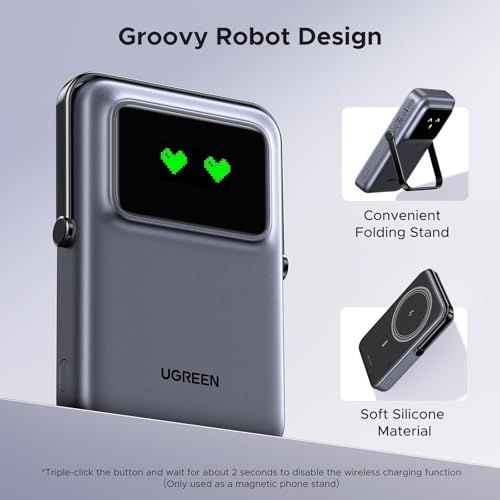 UGREEN Uno PowerBank マグネット (10000mAh Qi・7.5W USB-Cx1) 折畳式スタンド付き Qi ワイヤレス充電対応 TFTスクリーン・表情表示 タイプC PD 20W 急速充電対応 コンパクト パススルー 67cbae28 UGREEN Uno PowerBank マグネット (10000mAh Qi・7.5W USB-Cx1) 折畳式スタンド付き Qi ワイヤレス充電対応 TFTスクリーン・表情表示 タイプC PD 20W 急速充電対応 コンパクト パススルー 67cbae28
