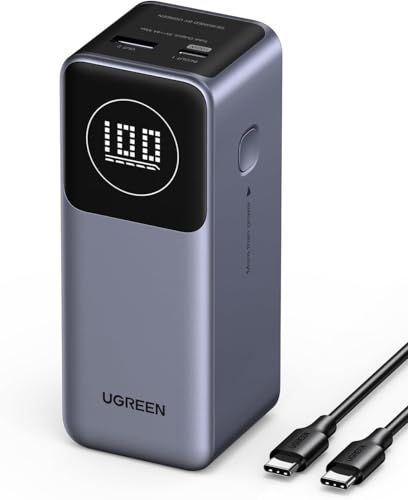 UGREEN Nexode 小型モデル 100W 急速充電 PD・PPS規格対応 12000mAh大容量 コンパクト 縦置きデザイン 省スペース LCDディスプレイ搭載 パススルー機能 低電流モード搭載 PSE技術基準適合 iPad Pro 752972af