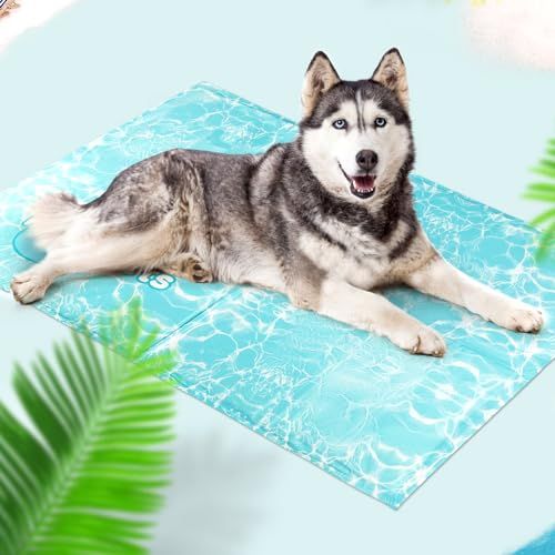 Pawtasy ペット ひんやりマット 犬 猫 夏用 冷感 クールマット ジェルマット 100x60cm 涼しげ波紋デザイン 滑り止め付き 防水 耐久性 洗える 熱中症対策 多用途 車用 ベッド用 ケージ用as 95968c14