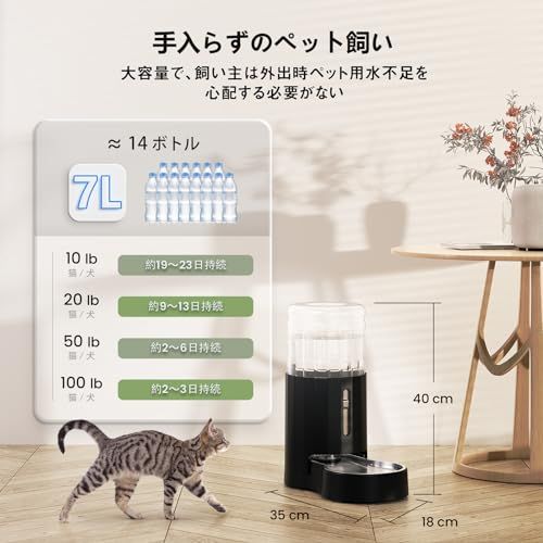 JUNSPOW 7L 大容量ペット給水器 ステンレスボール付き 自動給水器 水飲み器 留守対応 ブラック 多頭飼い 中型小型犬猫用 ペットボトルas e4aade0a JUNSPOW 7L 大容量ペット給水器 ステンレスボール付き 自動給水器 水飲み器 留守対応 ブラック 多頭飼い 中型小型犬猫用 ペットボトルas e4aade0a