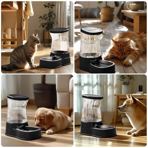 Gardner Pet 犬猫用 自動給水器 3.85L 大容量【ステンレス製ボウル + 交換不要フィルター】 ペットウォーターディスペンサー 小型犬 大型犬 子犬 猫用 宝石カットのクリアデザインで上品 水飲みボウル 給水器 BPAフリー お 7f464004