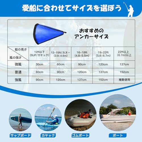 シーアンカー パラシュートアンカー 大型 回収便利 120cm カヤック 頑丈 耐食性 釣り ボート 錨 碇 sup サップ 折り畳み フィッシング 船釣り 流し釣り 海釣り ねじれ防止 即使用 ブルーe 6eb694c7