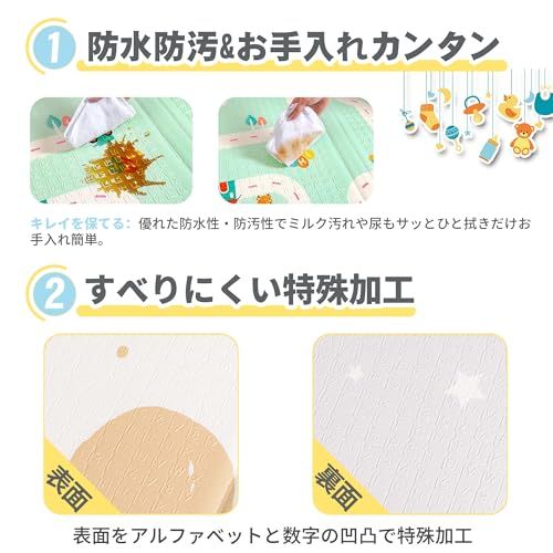 プレイマット-Artake 赤ちゃん プレイマット 収納しやすい 厚手 折りたたみ 防水 防音マット ベビー お昼寝マット (宇宙＋星空, 200×180×1cm)e 1db0df70