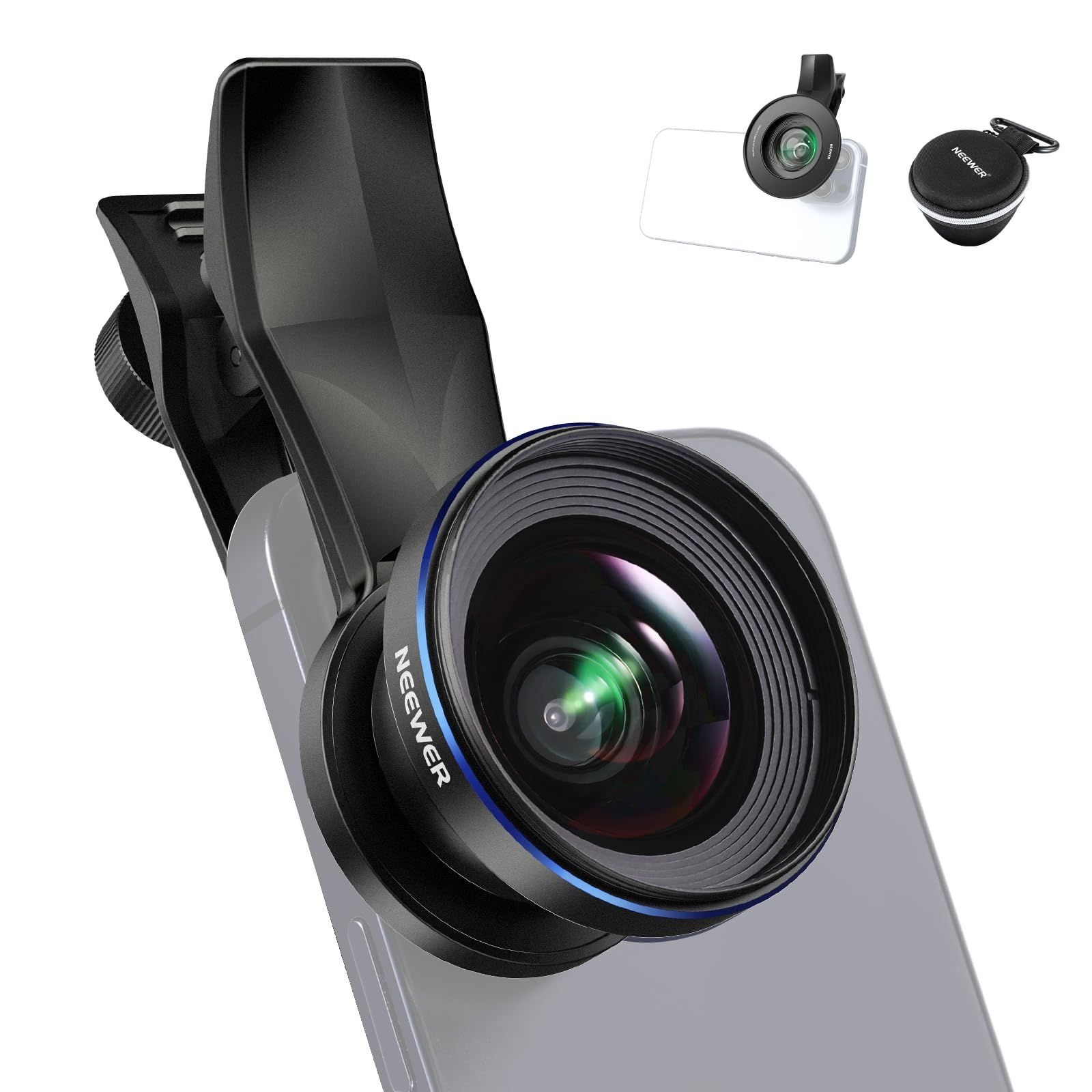 新品 NEEWER 18mm 100°広角レンズ 0.5X倍率 17mmネジレンズクリップと67mmフィルターアダプターリング付き スマホケージ/スマホケース/スマホクランプ/バックプレートに適用 スマホレンズ スマホ用カメラレンズ LS-42 PRO