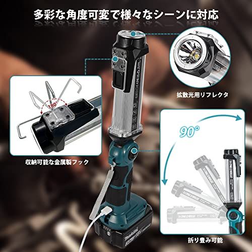 ☆新品☆充電式LEDワークライト 18v ライト 照明 投光器 作業灯 35W 2000lm 高輝度 マキタ14.4/18Vバッテリ対応緊急用照明 停電用 自動車整備 釣り 夜間作業 夜釣り アウトドア キャンプ用 バッテリ別売(本体のみ) 9f6a97e7