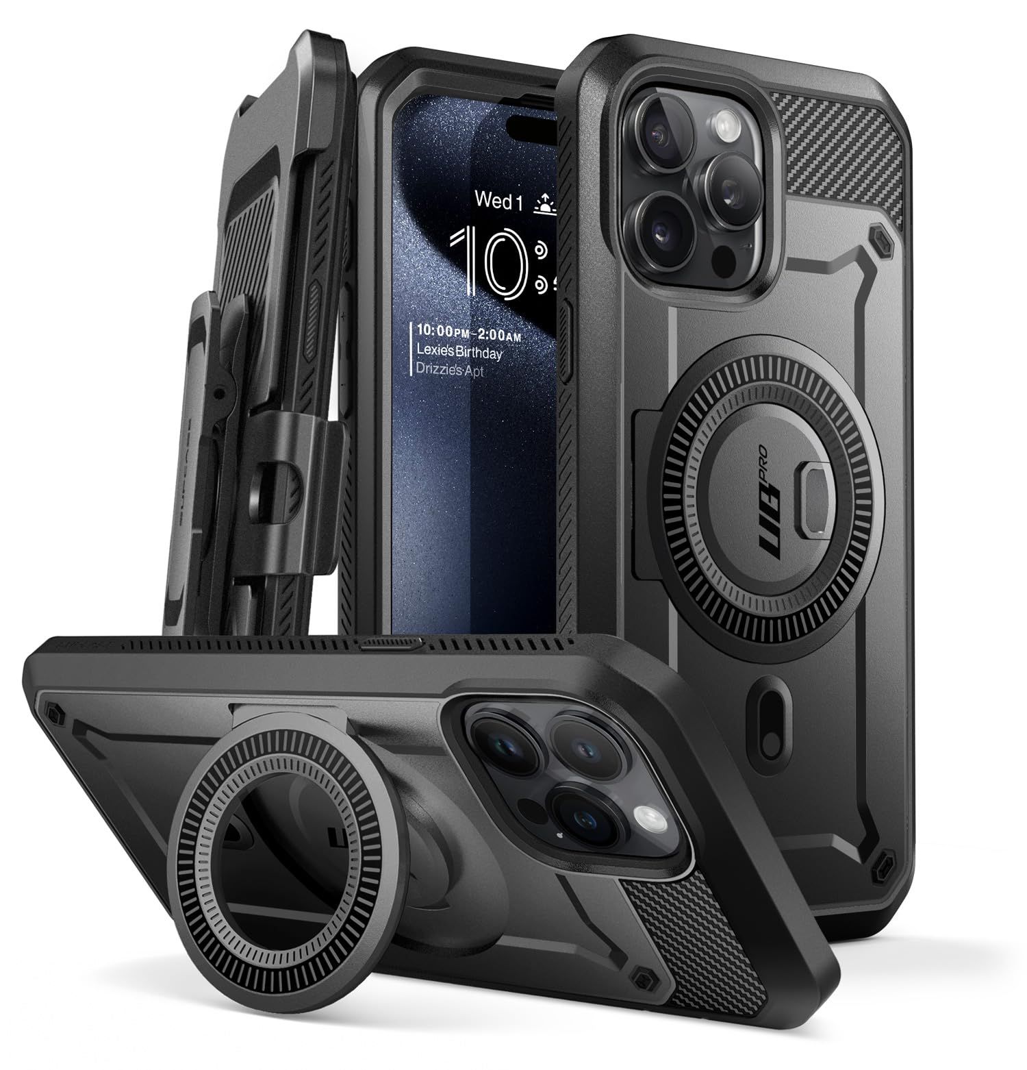 新品 SUPCASE iPhone 15 Pro Max ケース 6.7インチ用 2023 磁気ケース MagSafe対応 米軍MIL規格取得 衝撃吸収 全面保護 画面フィルム付き スタンド付き ベルトホルダー機能 ワイヤレス充電 MagProシリーズ