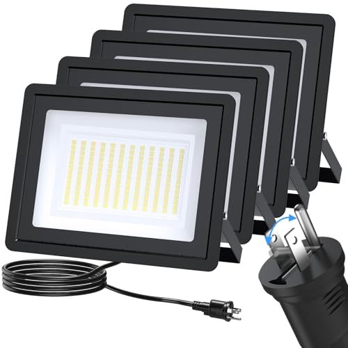 LED投光器 200W 4個セット 3ピン2ピンプラグ切替可能 6500K昼光色 25000LM 超高輝度 IP65防水 屋外作業灯 120度広角照射 省エネ 長寿命6万時間 駐車場 庭園 倉庫 工場 グラウンド対応 Coizaberats f661c5dd