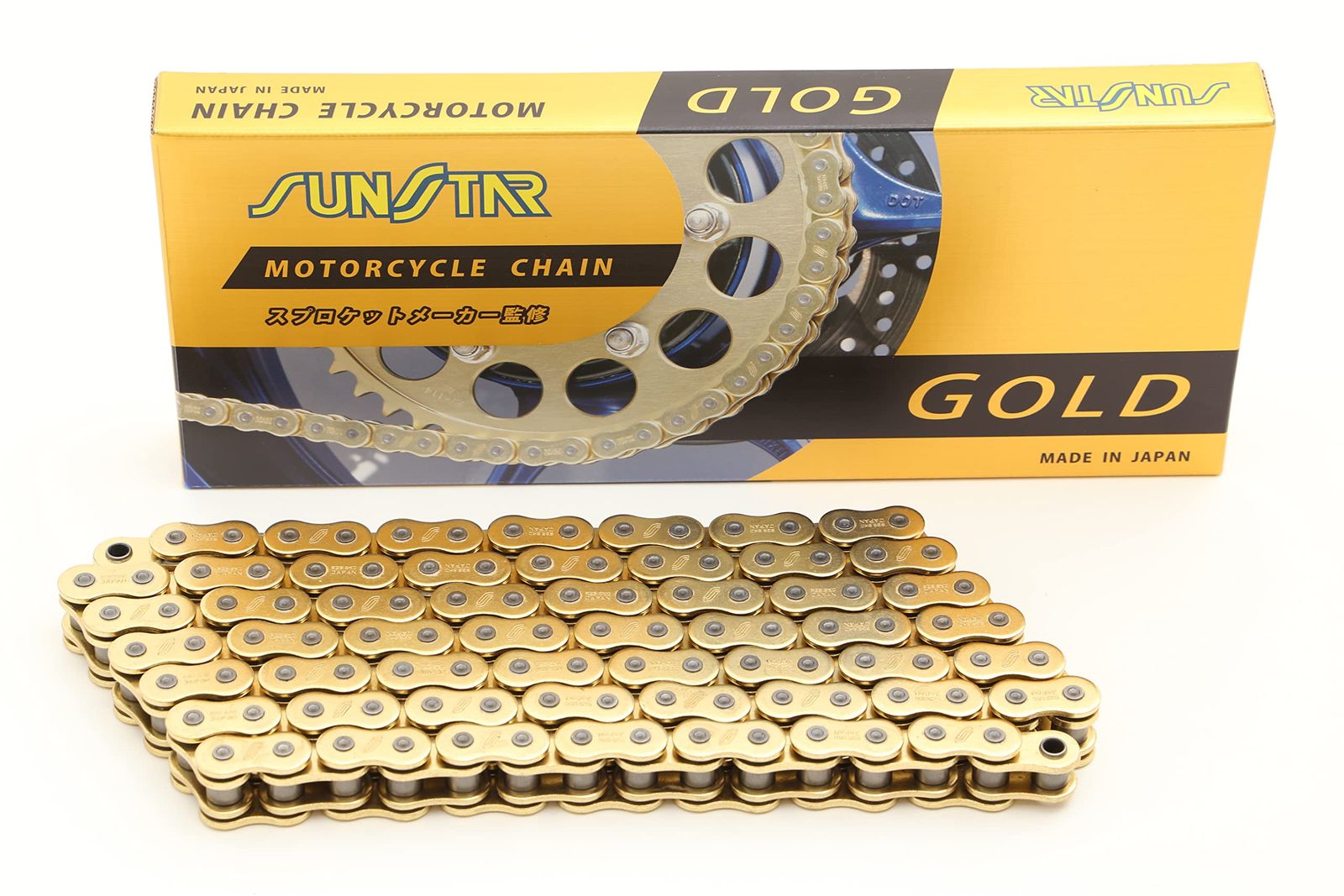 新品 SUNSTAR(サンスター)モーターサイクルチェーン 525サイズ 130リンク ゴールドカラー