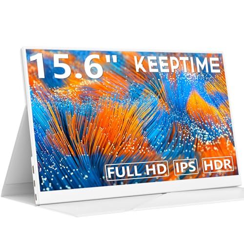 KEEPTIME モバイルモニター 15.6インチ 1920*1080 モバイルディスプレイ ポータブルモニター IPS液晶パネル 非光沢画面 薄型 軽量 マグネット保護カバー付き USB Type-C ミニHDMI PS4/XBOX/Sw- 37615efc