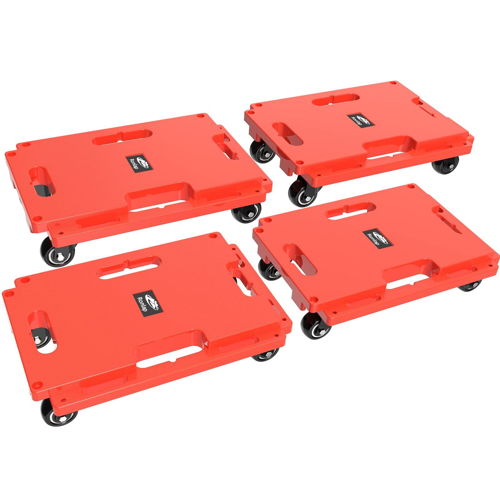 SPACEKEEPER 平台車 4個セット 縦横連結可能 耐荷重200Kg 積み重ね 軽量 静音 ドーリー 360度回転可能キャスター 収納便利 固定ロープ付き 家庭/教室/オフィス/業務/工場 [40.64cm×27.94cm]ts b6bdf18d
