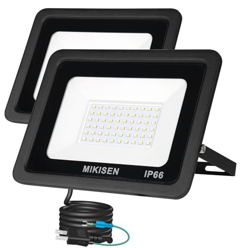 led 投光器 作業灯 看板灯 50w 昼光色 6000LM 6500K 600w相当 1.8コード IP66防水 アース端子付2Pプラグ 120°広角 100V対応 ワークライト 工事用ライト ledライト 灯光器 作業灯 外灯 集魚灯 駐 3f68a486