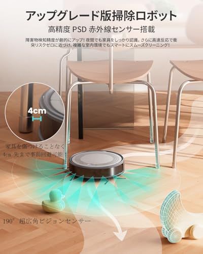 【2025最新 超薄型】Lefant M310 ロボット掃除機 水拭き両用 4500Pa強力吸引 180分間の連続稼働 お掃除ロボット ブラシレス吸引口 毛絡まない 自動充電 多種掃除モード 予約清掃 Wifi/App/Apple Watch b90edcc7