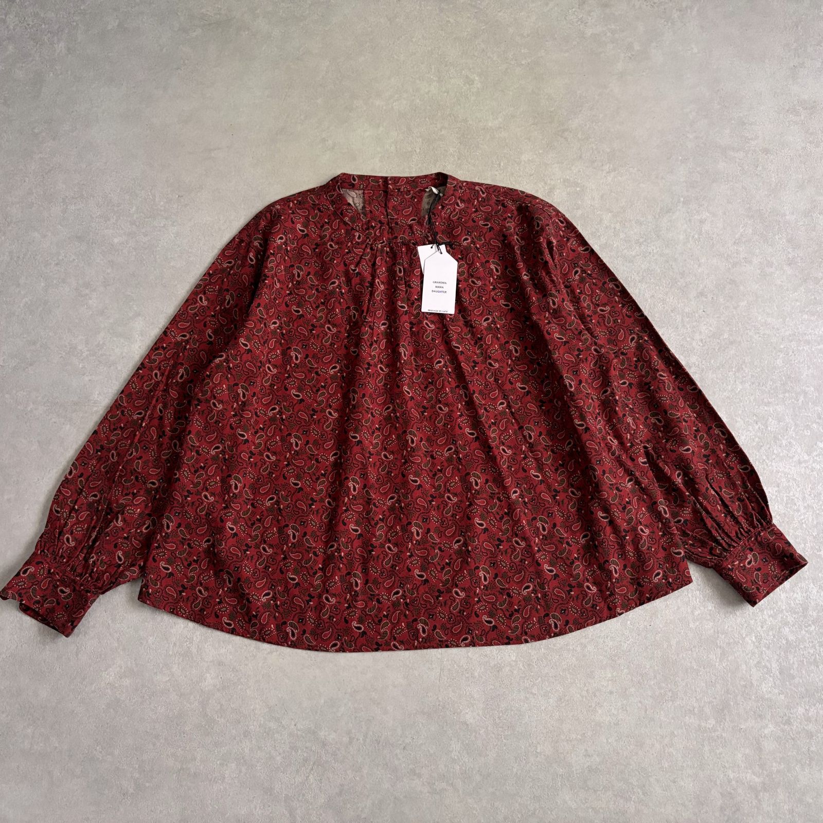 新品 定価2.5万 GRANDMA MAMA DAUGHTER ペイズリー柄ブラウス シャツ エンジ グランマママドーター
