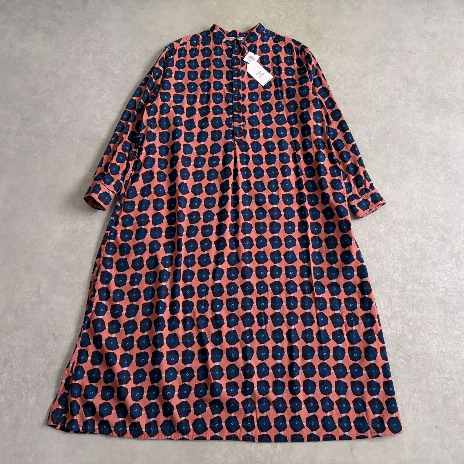 新品 定価3.7万 GRANDMA MAMA DAUGHTERオリジナル柄シャツ ワンピース ピンクグランマママドーター