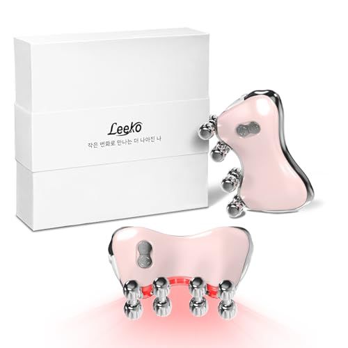 Leeko 公式 美顔ローラー 2026モデル 韓国発 5色LED 多機能美顔器 電動 45℃温熱かっさ USB充電式 フェイシャルケア ハンディ 美容ローラー ピンク 日本語説明書付き (プラチナコーティング/13000回転/分)as 44f2d092