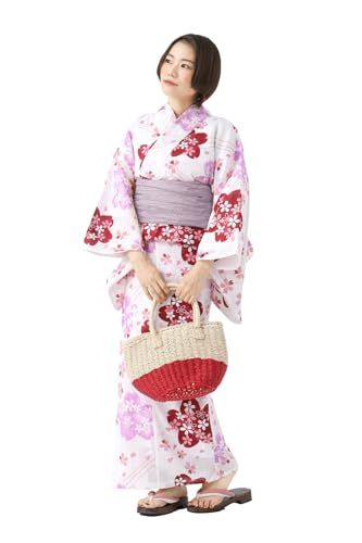 [たゆたふ / TAYU-TAFU] 二部式浴衣 3点 セット 帯 下駄 花柄 簡単 二部式 セパレート 浴衣 兵児帯e c113d22e