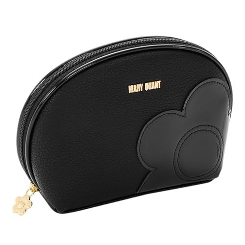 MARY QUANT(マリークワント) シュリンクデイジーパッチ ラウンドポーチL H13×W18×D6cm ブラックpms