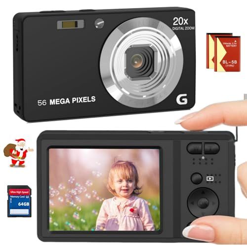 デジカメ4K56MP小型デジタルカメラポケットカメラ4K動画AFオートフォーカスウェブカメラ20倍デジタルズーム軽量携帯便利動画&写真誕生日プレゼント日本語取扱説明書最大128GBSDカード対応5600万高画素予備バッテリー64ＧＢのＳＤカー 0c153a93
