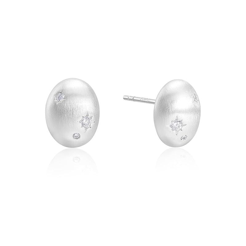ARSIS ピアスつけっぱなし S925ポスト 金属アレルギー対応 レディース 錆びないピアス スタッドピアス ヘアライン加工 光沢 ジルコニア 上品 デイリー オフィス 通勤 プレゼント 女性 ジュエリー K18 人気 両耳用 ギフトBOX付き プラチナ色