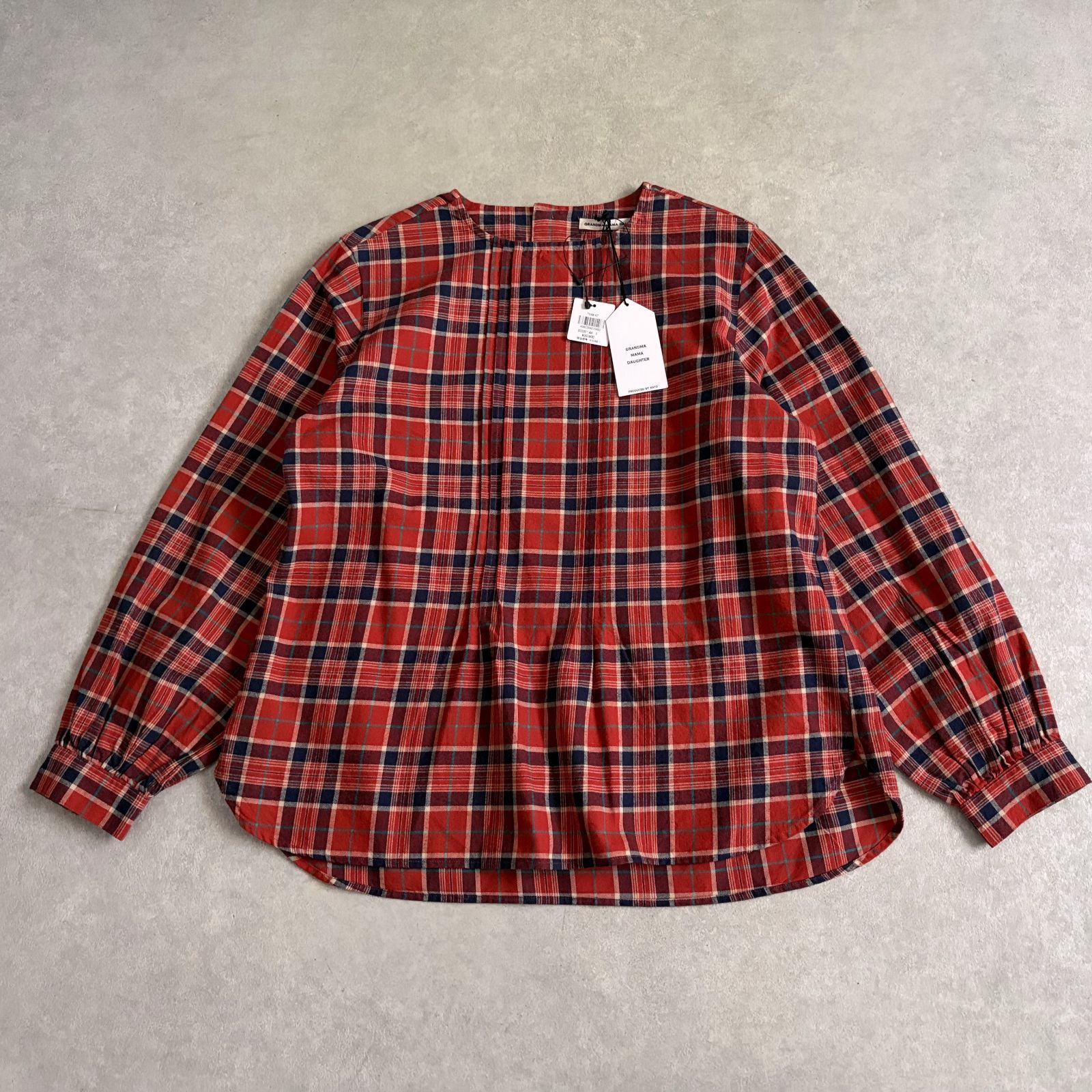 新品 定価2万 GRANDMA MAMA DAUGHTER チェック柄フランネル ブラウス シャツ レッド グランマママドーター