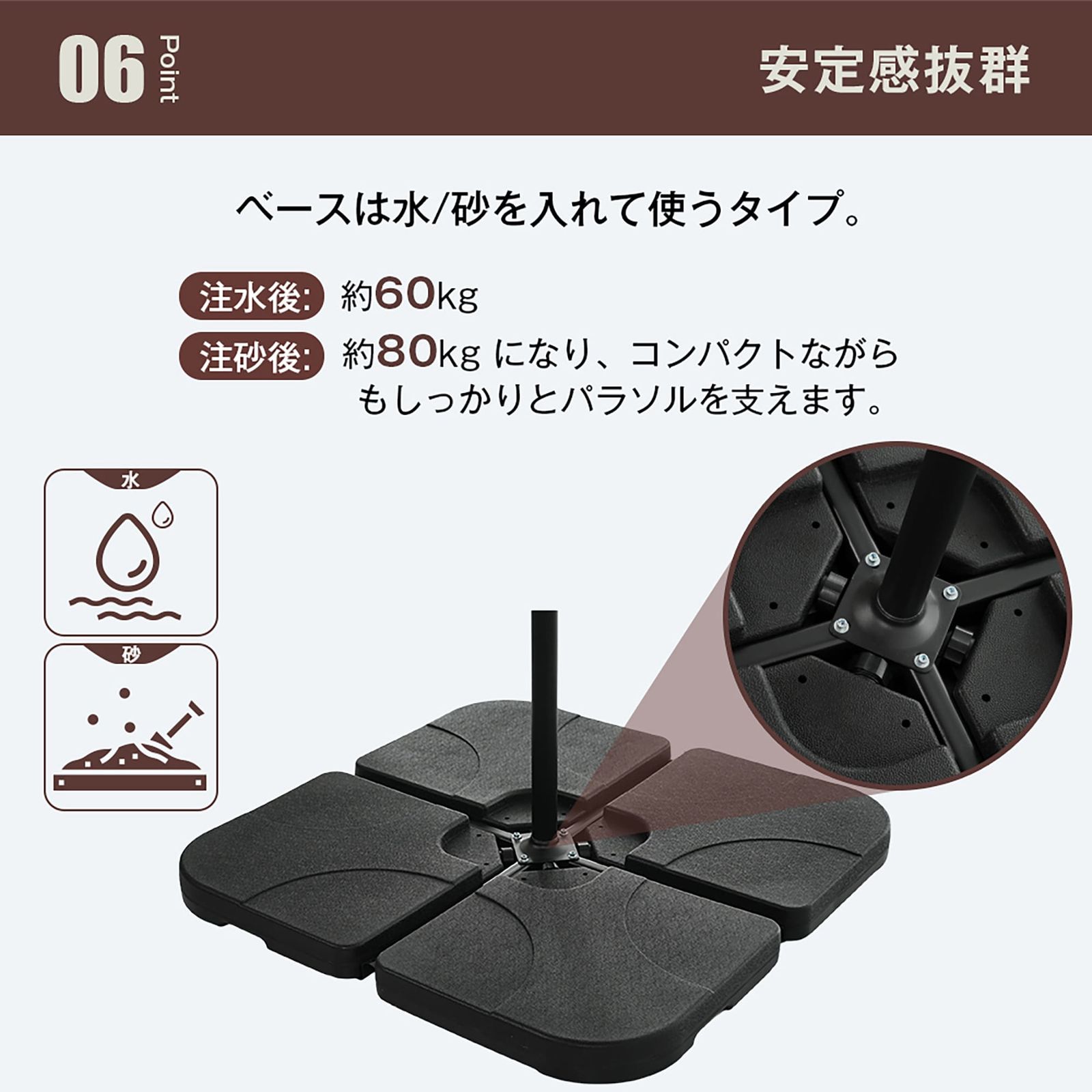 数量限定｜【ブラウン・360°回転】パラソル単体 直径300cm 30+UPF