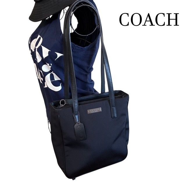 コーチ　COACH　ブラックナイロンレザー　ショルダートートバッグ　ミニトートバッグ　6240 肩掛け 　COACHNEWYORK