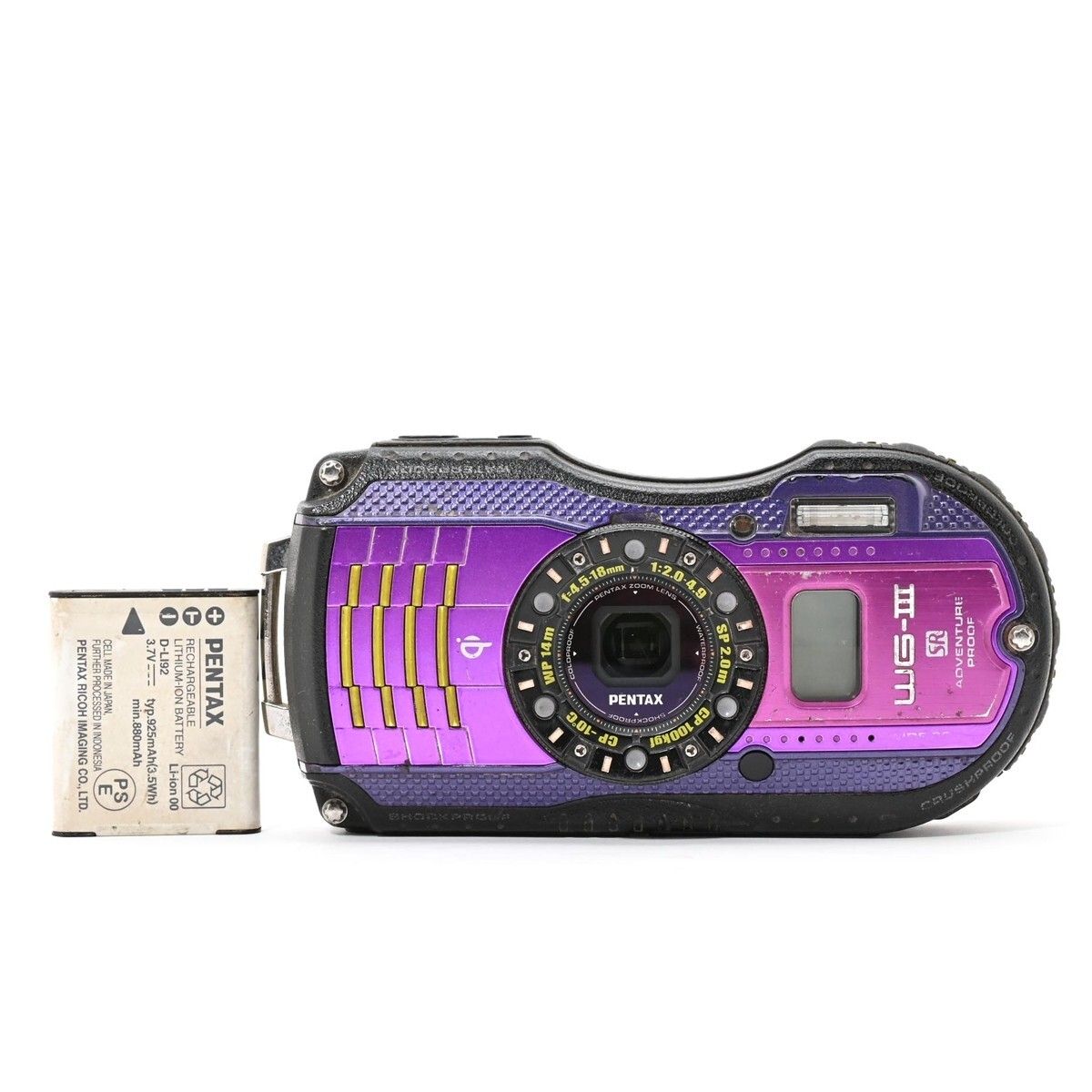 カメラ PENTAX 防水コンパクトデジタルカメラ パープル WG-3GPSPU