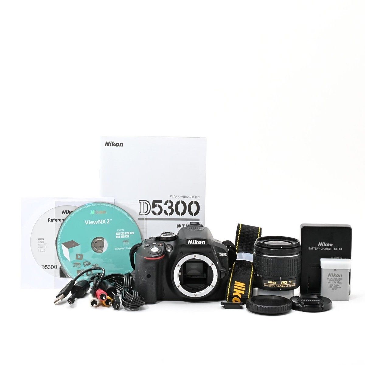 1401＜良品＞ Nikon デジタル一眼レフカメラ D5300 AF-P 18-55 VR レンズキット ブラック D5300LKP18-55