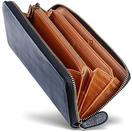 [男のブライドルレザー本革長財布] ブライドルレザー ラウンドファスナー 長財布 内装外装本革 2カラー メンズ 財布 グラシア (ブラック/ブラウン)pms