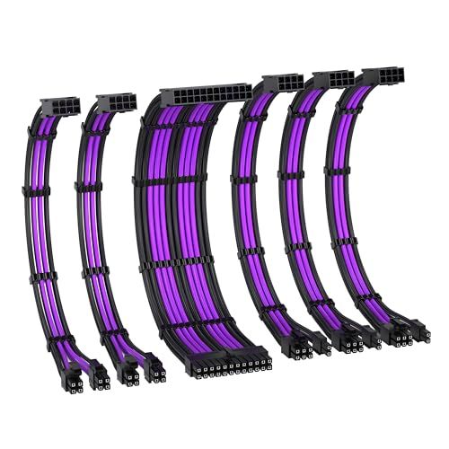 EZDIY-FAB PC電源延長スリーブケーブル 16AWG 高性能銅芯 高耐久 24ピンATX(1本) / 8ピンCPU(2本) / 8ピンGPU(3本) 30cm セット 延長ケーブルは1000WのPC電源ユニットに対応 PSU対応 ケー 2adae204