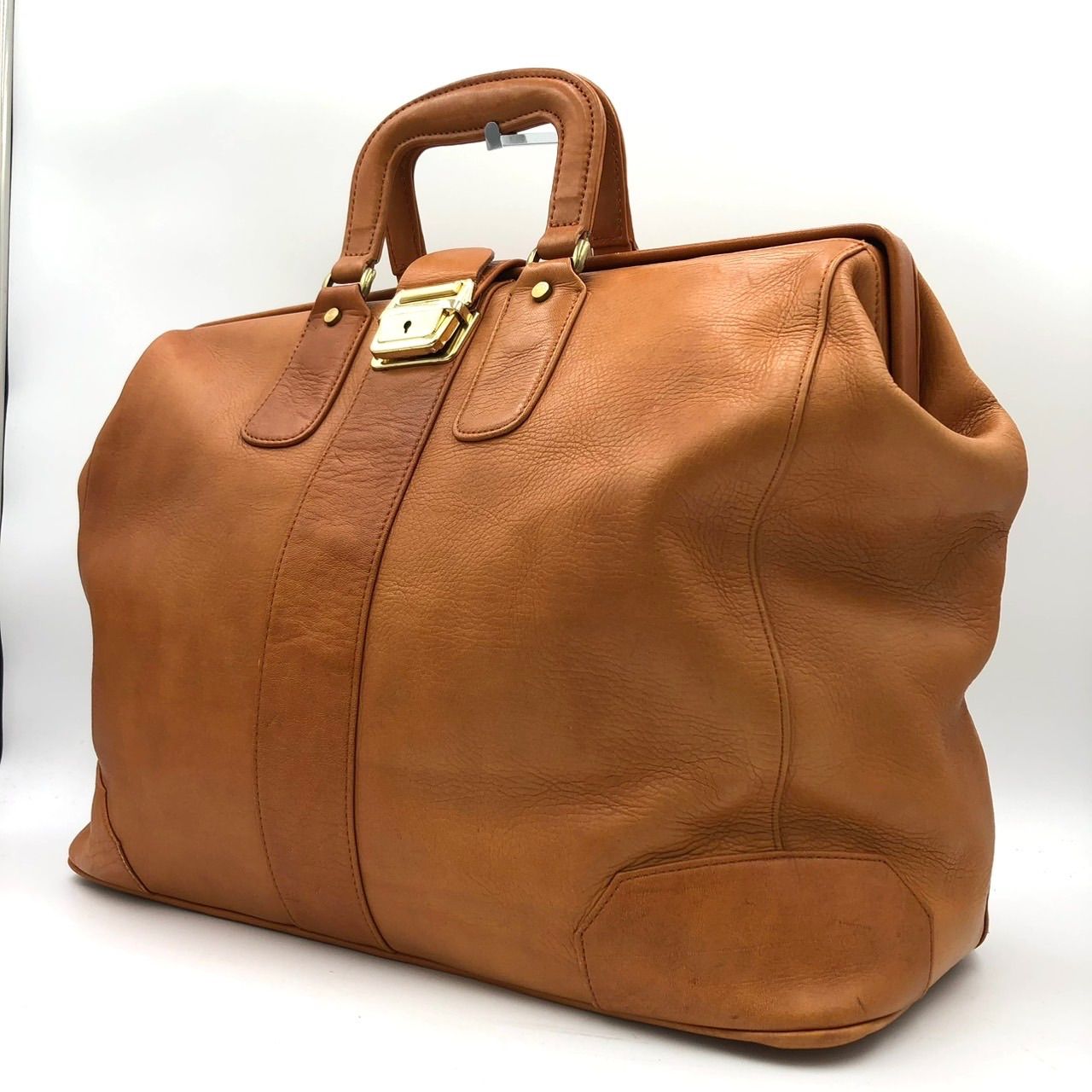 レザー ダレスバッグ ボストン ドクターズバッグ ブラウン キャメル 本革 中古