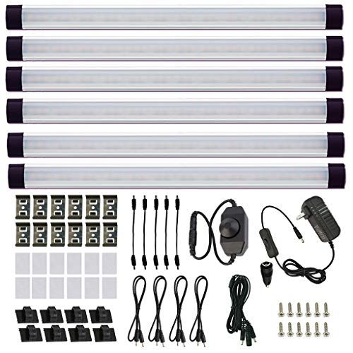 LEDバーライト AIBOO 長さ30CM LEDスリム照明器具 調光スイッチ 無階段調光 キッチン照明 ACアダプタ 高輝度 昼光色6000K 棚下照明 簡単なインストール キャビネットおよび本棚用 (6個セット)ts 953fdac8