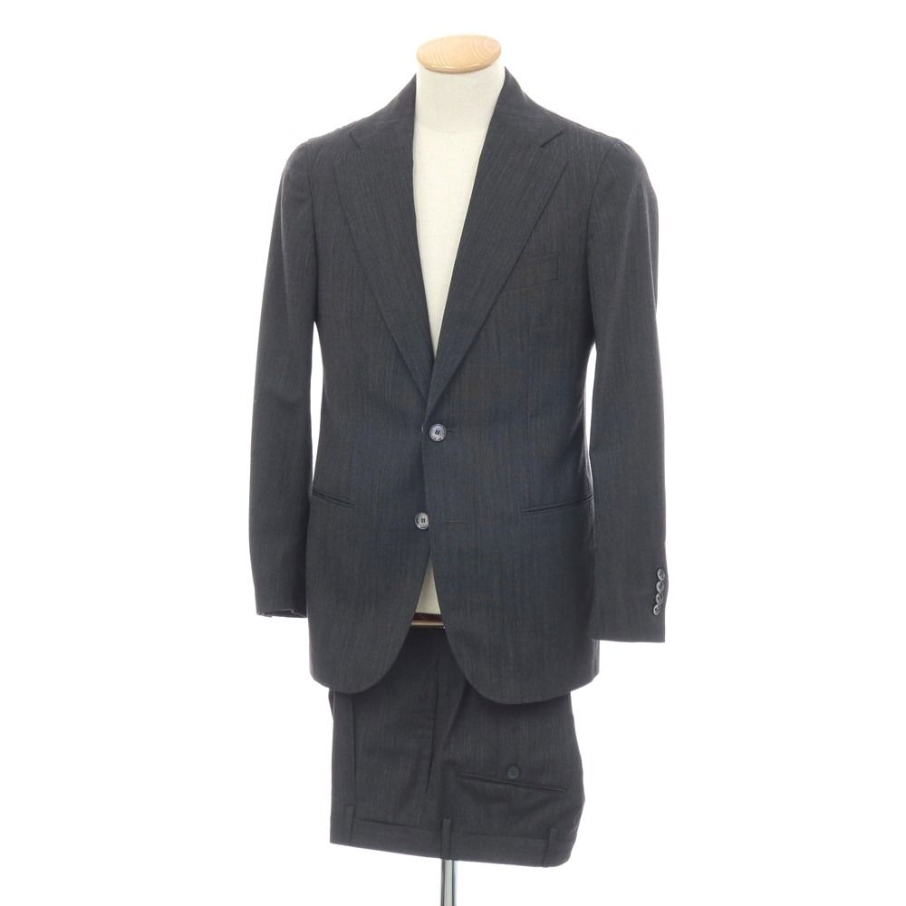 【中古】スティレ ラティーノ STILE LATINO ウール 2つボタンスーツ グレーxネイビー×ブラック【サイズ44 DROP.8R】【メンズ】