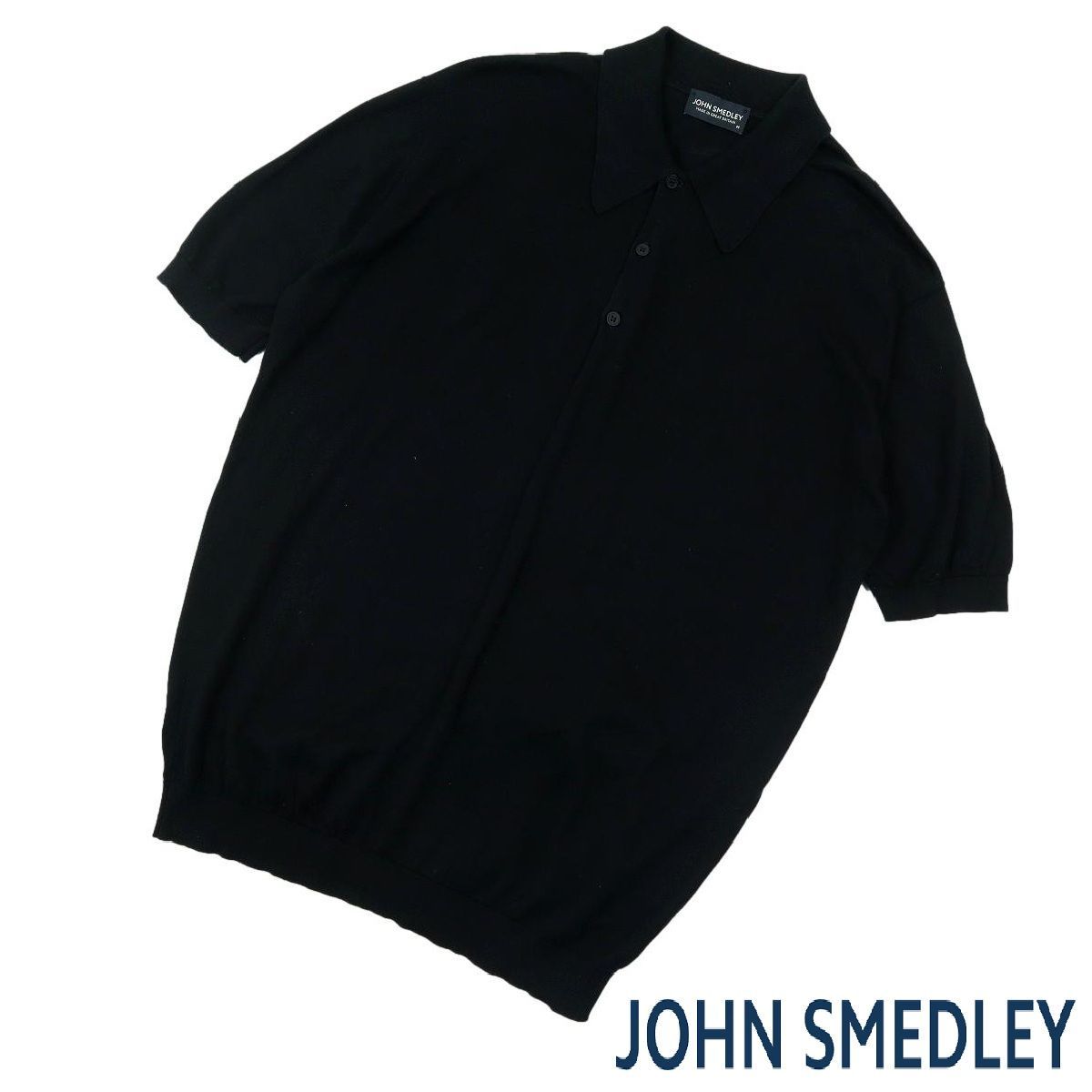【B3844】【イギリス製】JOHN SMEDLEY ジョンスメドレー ポロシャツ カットソー 綿100％ ブラック メンズ サイズM