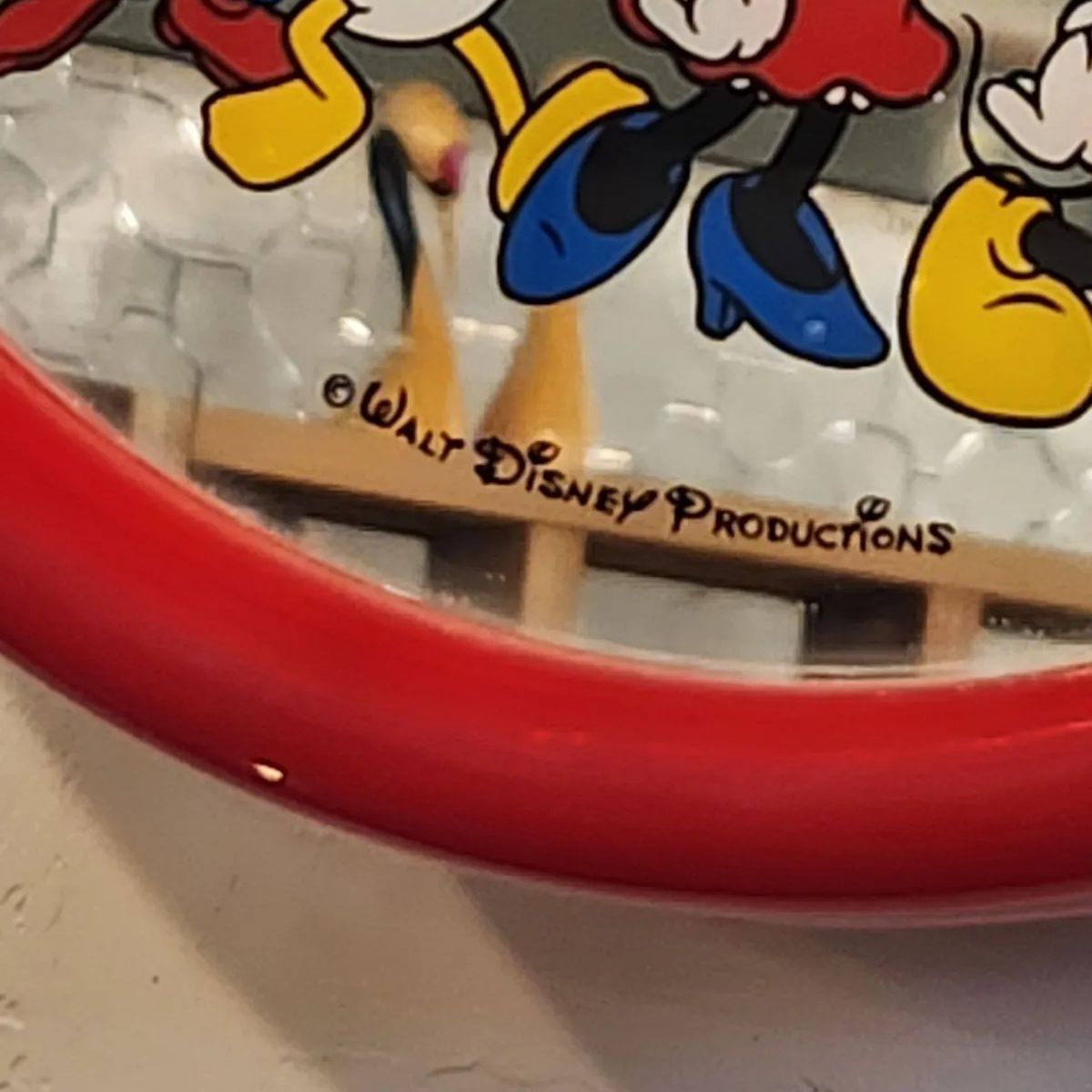 当時物】昭和レトロ ディズニー ミッキー ミニー 壁掛け丸型ミラー 鏡