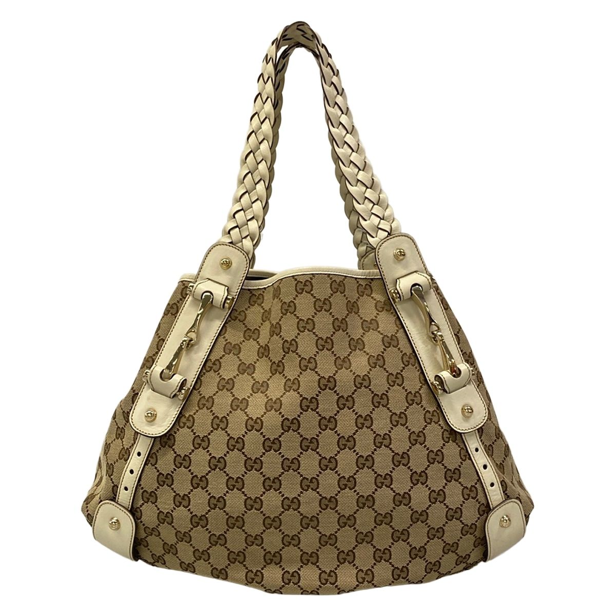GUCCI(グッチ) トートバッグ ホースビット,GG柄 137621 ベージュ×アイボリー レザー