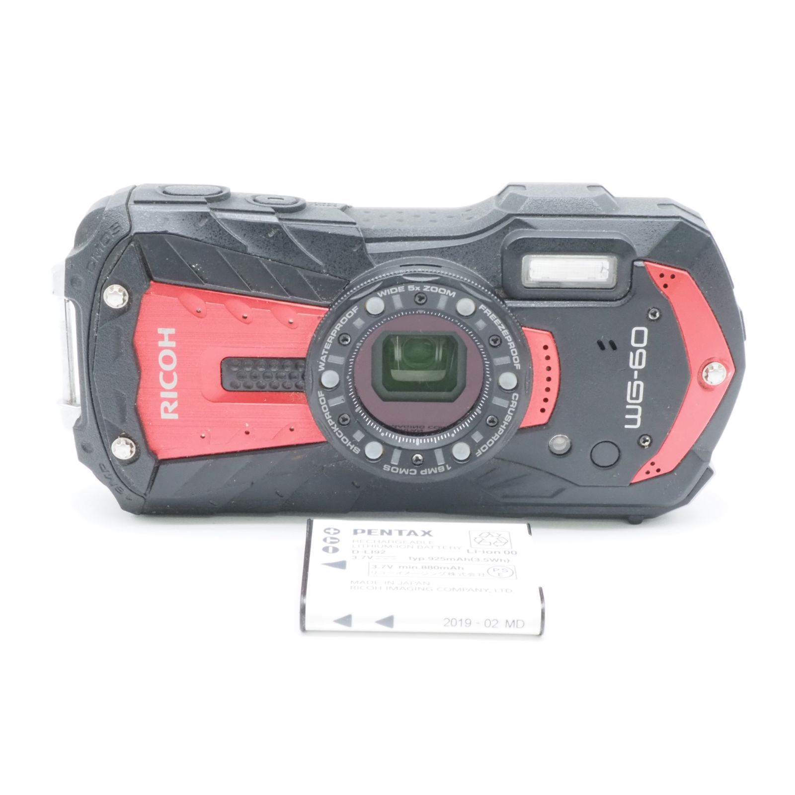 ■美品■ RICOH（リコー） WG-60 レッド 防水コンパクトデジタルカメラ