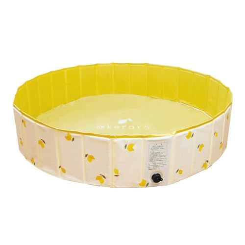 ☆新品☆(ケラッタ) プール 折りたたみ 子供 140×30cm 【10秒でパパっと組み立て】 空気入れ不要 赤ちゃん 水遊び (レモン) cadf61a4