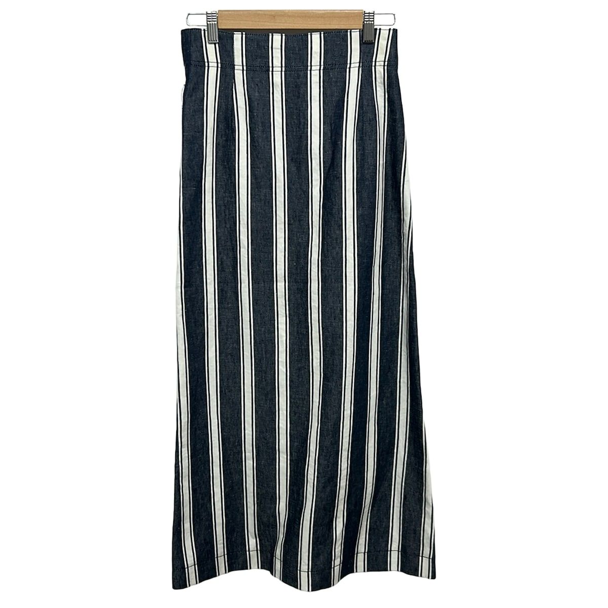LE PHIL(ルフィル) ロングスカート サイズ0 XS レディース美品 - ダークネイビー×白 マキシ丈/麻/ストライプ