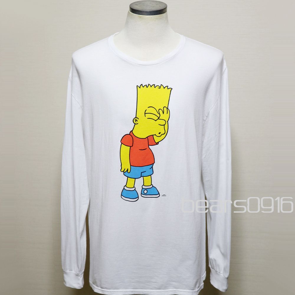 ザ シンプソンズ 20周年 限定 バート ロンT メンズ XL ホワイト 白 長袖 Tシャツ アニバーサリー キャラクター アニメ ビッグシルエット オーバーサイズ 古着 2XL USED アメリカ購入