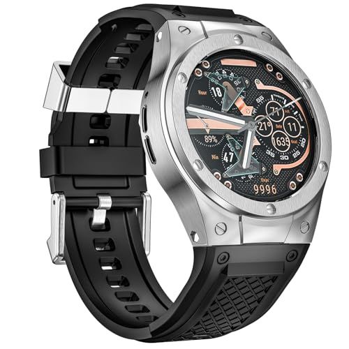 [MioHHR] ソフトシリコンバンド Google Pixel Watch 3/2/1用，ソフト交換用ストラップ ステンレススチール保護ケース Google Pixel Watch 41mm用，男女兼用 シルバーe 71ee96ab