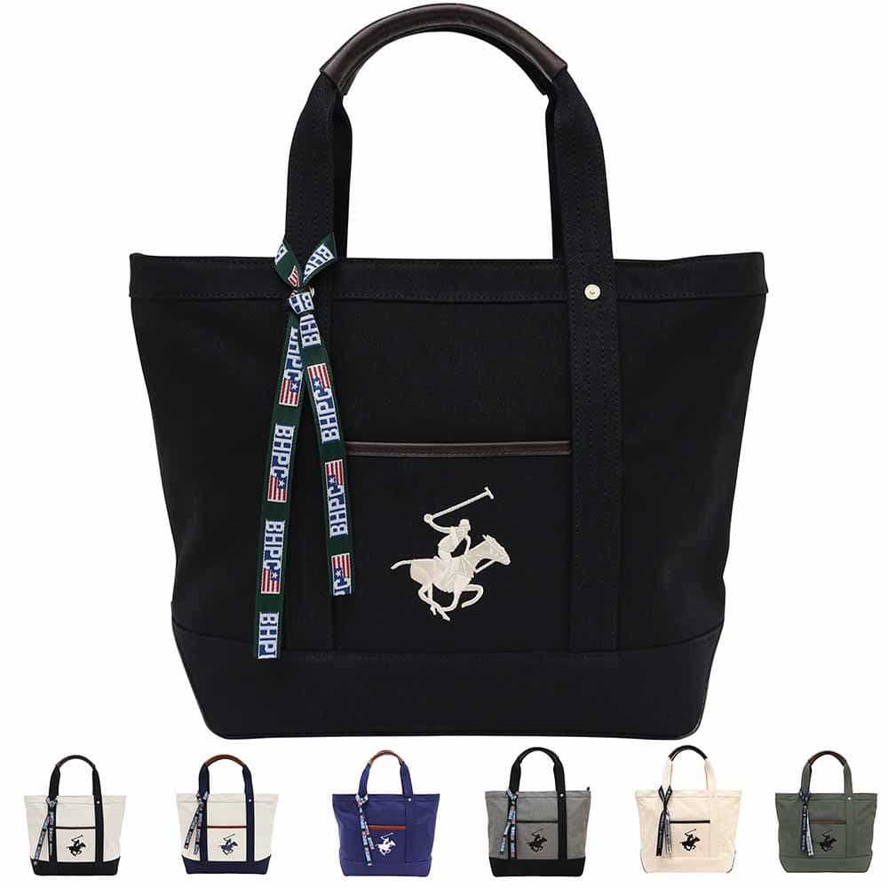 ビバリーヒルズ ポロクラブ トートバッグ BEVERLY HILLS POLO CLUB キャンバストートバッグLサイズ 天ファスナー 外側オープンポケット 手提げ かばん BH1008N