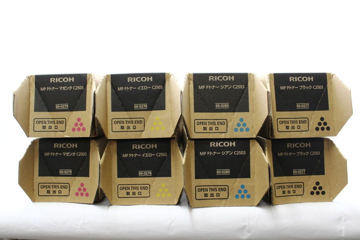 未使用 RICOH 純正 トナー C2503 4色8本(シアン・マゼンタ・イエロー・ブラック×各2) リコー ITTHPM9CQ6FW-D-L12-byebye