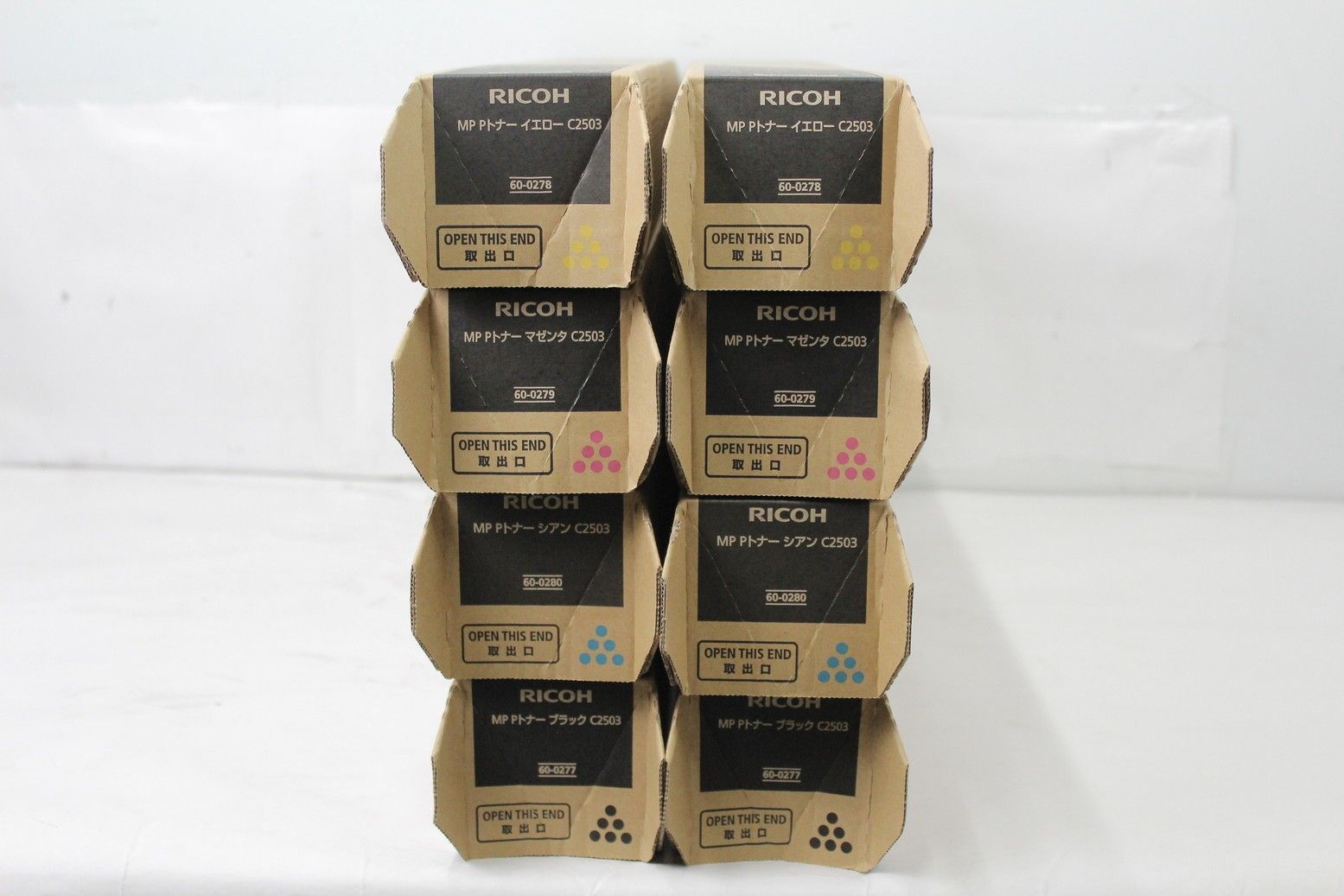 未使用 RICOH 純正 トナー C2503 4色8本（シアン・マゼンタ・イエロー・ブラック×各2） リコー　ITCJHP5TA1SG-D-G13-byebye