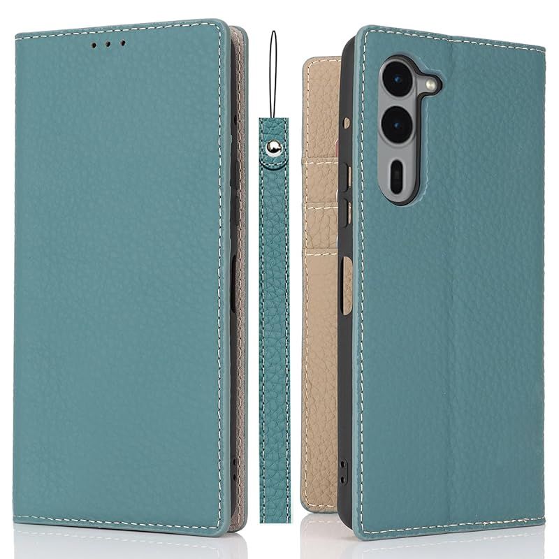 【新品】 Ｈａｖａｙａ 対応 arrows We2 Plus ケース F-51E ケース We2 Plus M06 ケース 手帳型 本革 ストラップ カバー アローズ we2 プラス 富士通 docomo 耐衝撃 カード収納 スタンド機能 レザー -スカイブル